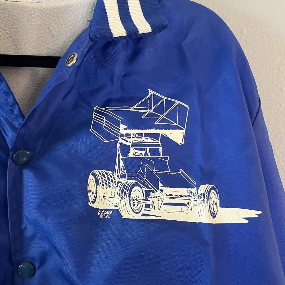 Vintage Racing Jacket Outlaw Sprinter Bomber Mens XL Blue Sprint Car Nylon - Picture 3 of 6